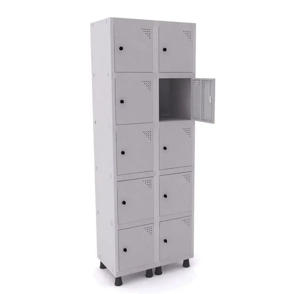 Armário roupeiro de aço 10 portas cinza cristal para vestiário
