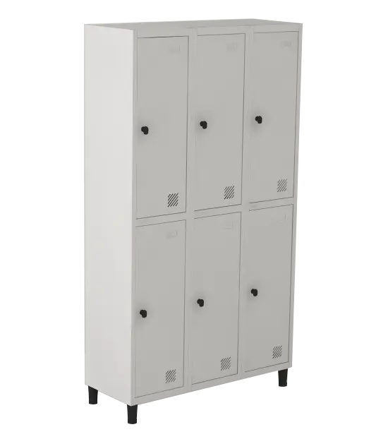 Armário Locker de Aço Euro Módulo com 2 Porta(s) 3 Módulo(s) 6 Porta(s) com Pitão com Tranca Tripla