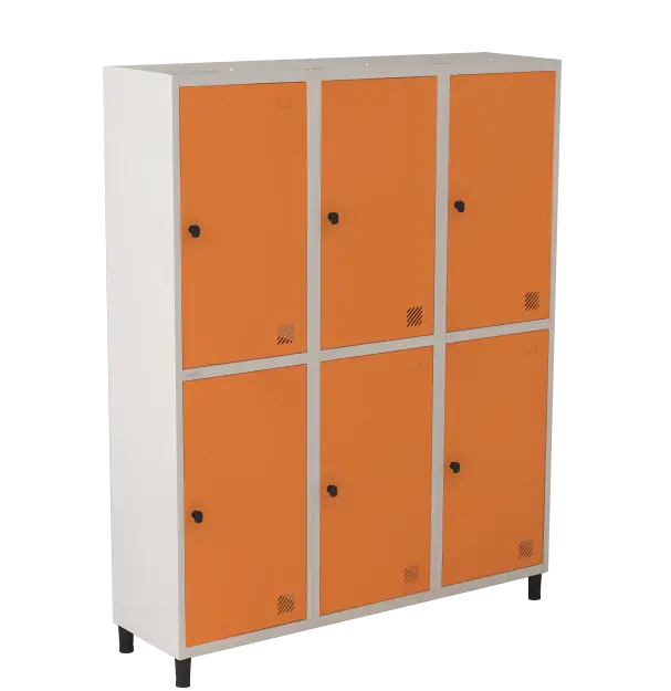 Armário Locker de Aço Euro Módulo com 2 Porta(s) 3 Módulo(s) 6 Porta(s) com Pitão com Tranca Tripla