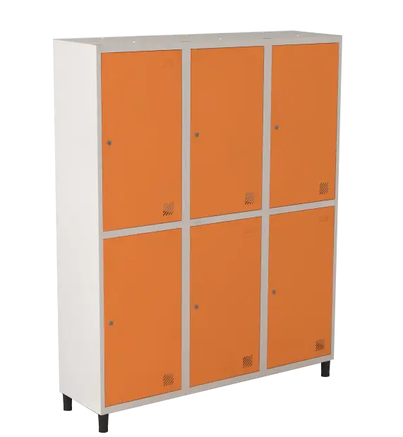 Armário Locker de Aço Euro Módulo com 2 Porta(s) 3 Módulo(s) 6 Porta(s) com Fechadura com Tranca Tripla