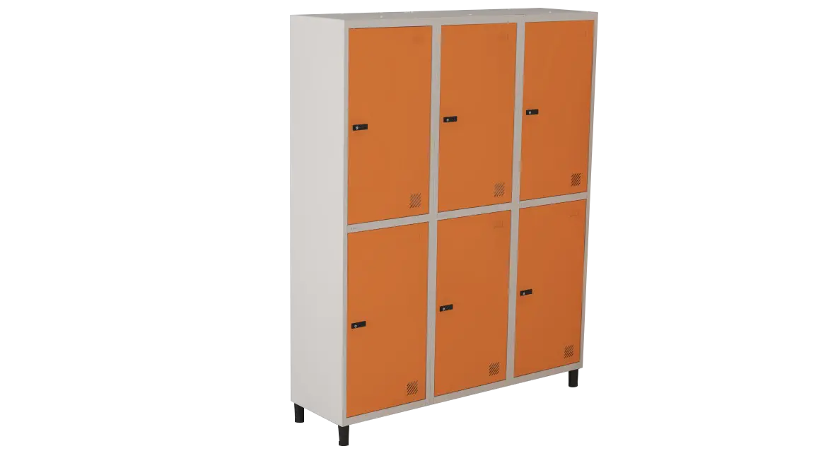 Armário Locker de Aço Euro Módulo com 2 Porta(s) 3 Módulo(s) 6 Porta(s) com Fechadura Segredo com Tranca Tripla