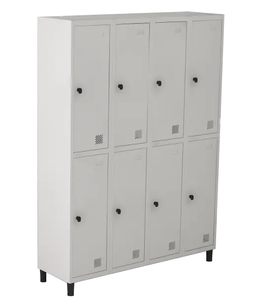 Armário Locker de Aço Euro Módulo com 2 Porta(s) 4 Módulo(s) 8 Porta(s) com Pitão com Tranca Tripla