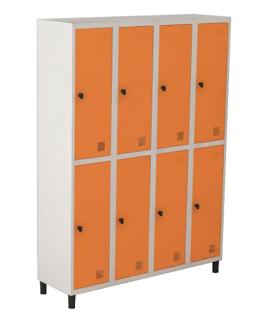 Armário Locker de Aço Euro Módulo com 2 Porta(s) 4 Módulo(s) 8 Porta(s) com Pitão com Tranca Tripla