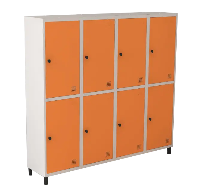 Armário Locker de Aço Euro Módulo com 2 Porta(s) 4 Módulo(s) 8 Porta(s) com Pitão com Tranca Tripla