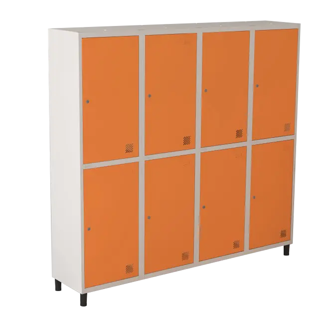 Armário Locker de Aço Euro Módulo com 2 Porta(s) 4 Módulo(s) 8 Porta(s) com Fechadura com Tranca Tripla