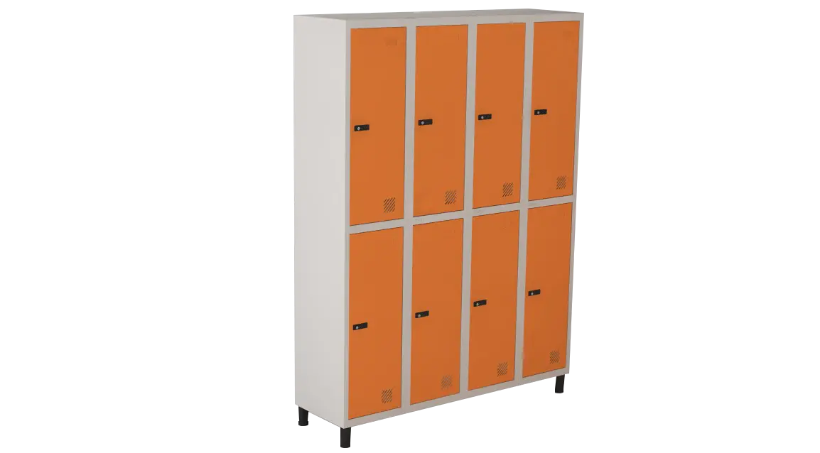 Armário Locker de Aço Euro Módulo com 2 Porta(s) 4 Módulo(s) 8 Porta(s) com Fechadura Segredo com Tranca Tripla