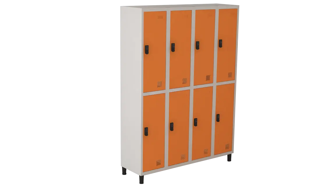 Armário Locker de Aço Euro Módulo com 2 Porta(s) 4 Módulo(s) 8 Porta(s) com Fechadura Digilock com Tranca Tripla