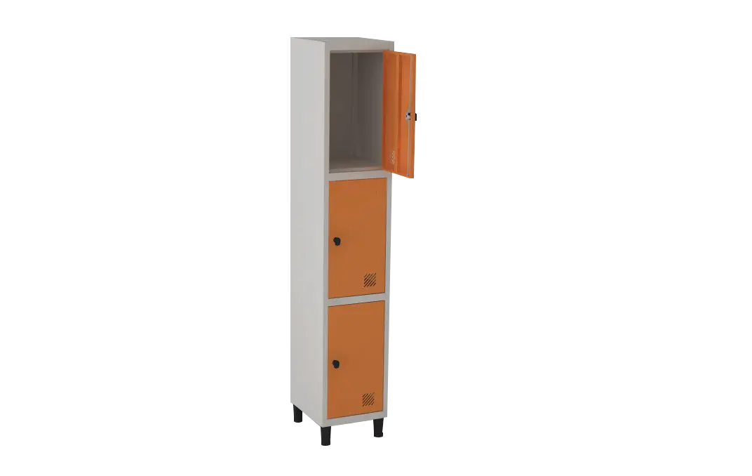 Armário Locker de Aço Euro Módulo com 3 Porta(s) 1 Módulo(s) 3 Porta(s) com Pitão com Tranca Tripla