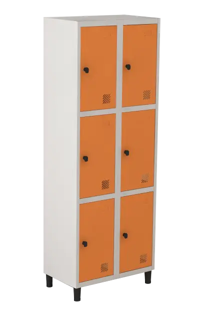 Armário Locker de Aço Euro Módulo com 3 Porta(s) 2 Módulo(s) 6 Porta(s) com Pitão com Tranca Tripla