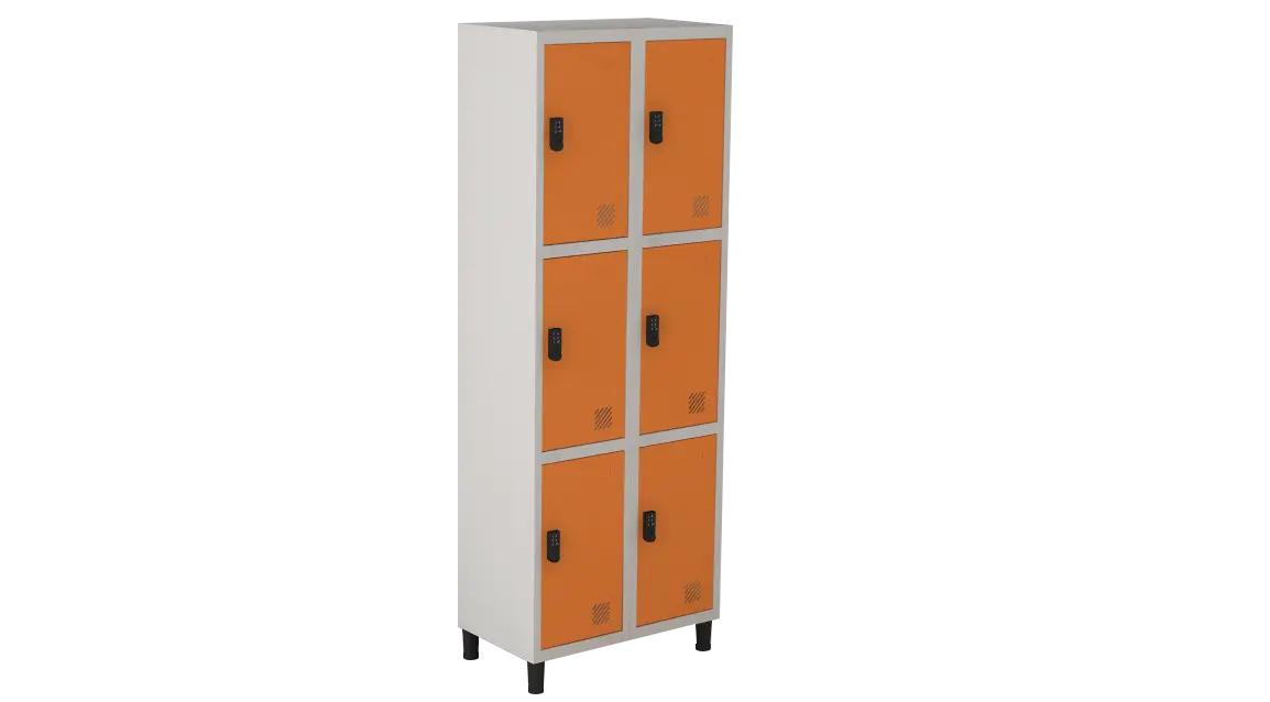 Armário Locker de Aço Euro Módulo com 3 Porta(s) 2 Módulo(s) 6 Porta(s) com Fechadura Digilock com Tranca Tripla