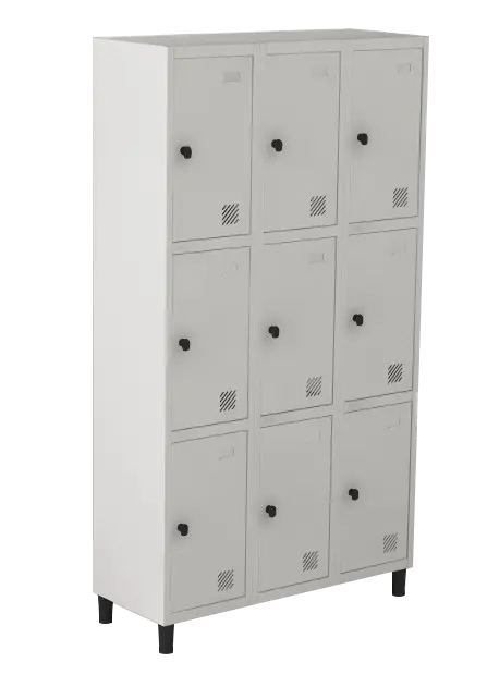 Armário Locker de Aço Euro Módulo com 3 Porta(s) 3 Módulo(s) 9 Porta(s) com Pitão com Tranca Tripla