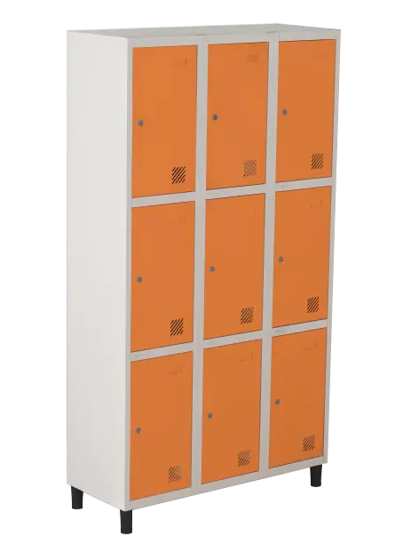 Armário Locker de Aço Euro Módulo com 3 Porta(s) 3 Módulo(s) 9 Porta(s) com Fechadura com Tranca Tripla