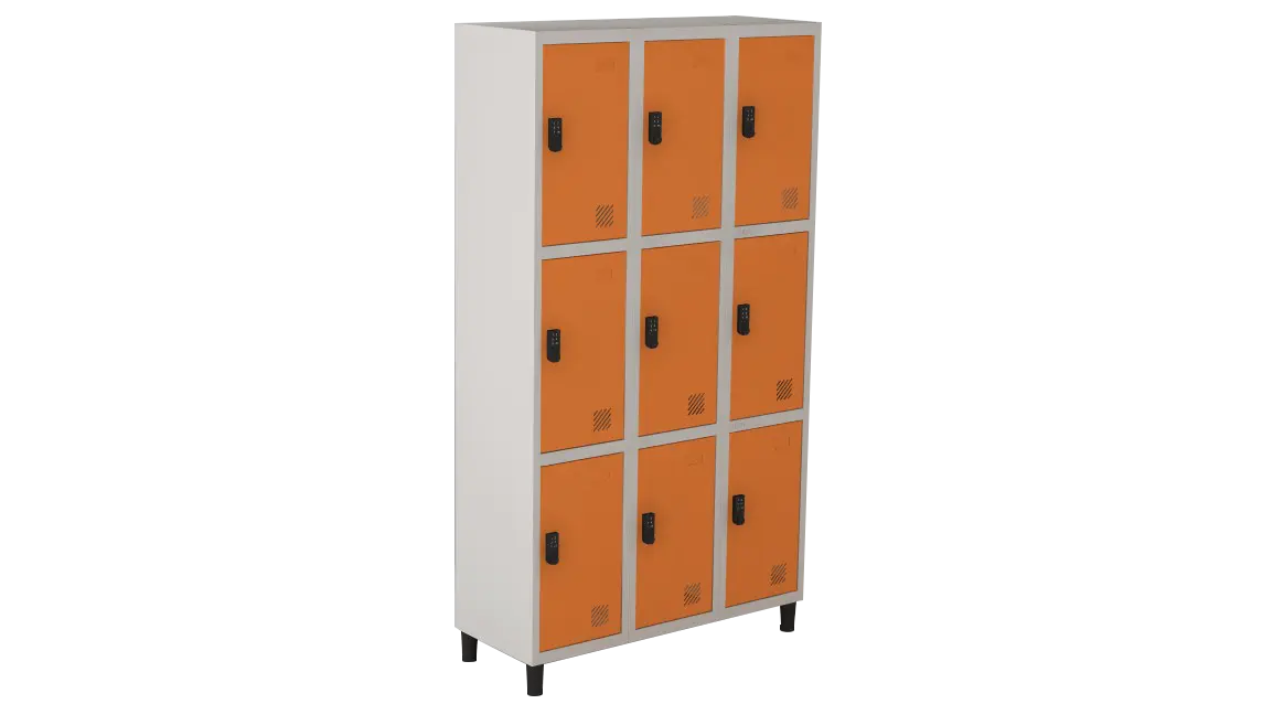 Armário Locker de Aço Euro Módulo com 3 Porta(s) 3 Módulo(s) 9 Porta(s) com Fechadura Digilock com Tranca Tripla