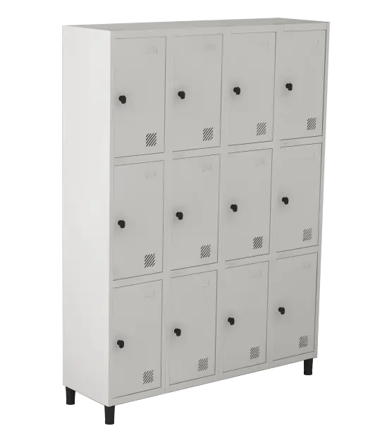Armário Locker de Aço Euro Módulo com 3 Porta(s) 4 Módulo(s) 12 Porta(s) com Pitão com Tranca Tripla
