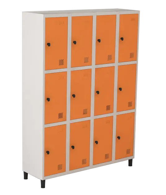 Armário Locker de Aço Euro Módulo com 3 Porta(s) 4 Módulo(s) 12 Porta(s) com Pitão com Tranca Tripla