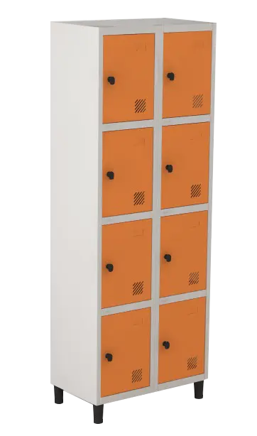 Armário Locker de Aço Euro Módulo com 4 Porta(s) 2 Módulo(s) 8 Porta(s) com Pitão com Tranca Tripla