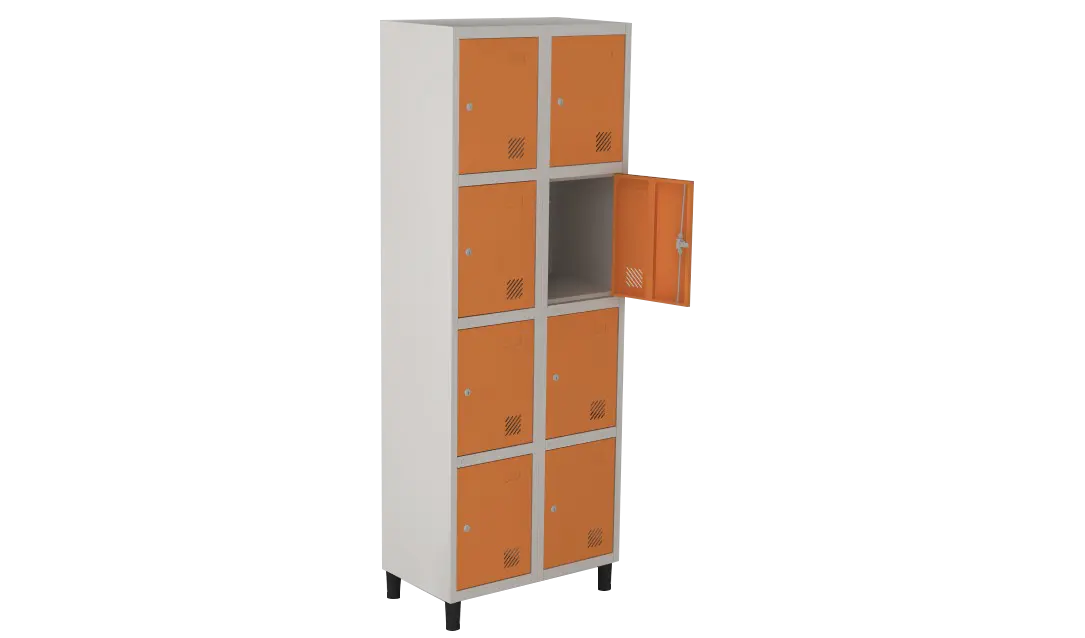 Armário Locker de Aço Euro Módulo com 4 Porta(s) 2 Módulo(s) 8 Porta(s) com Fechadura com Tranca Tripla