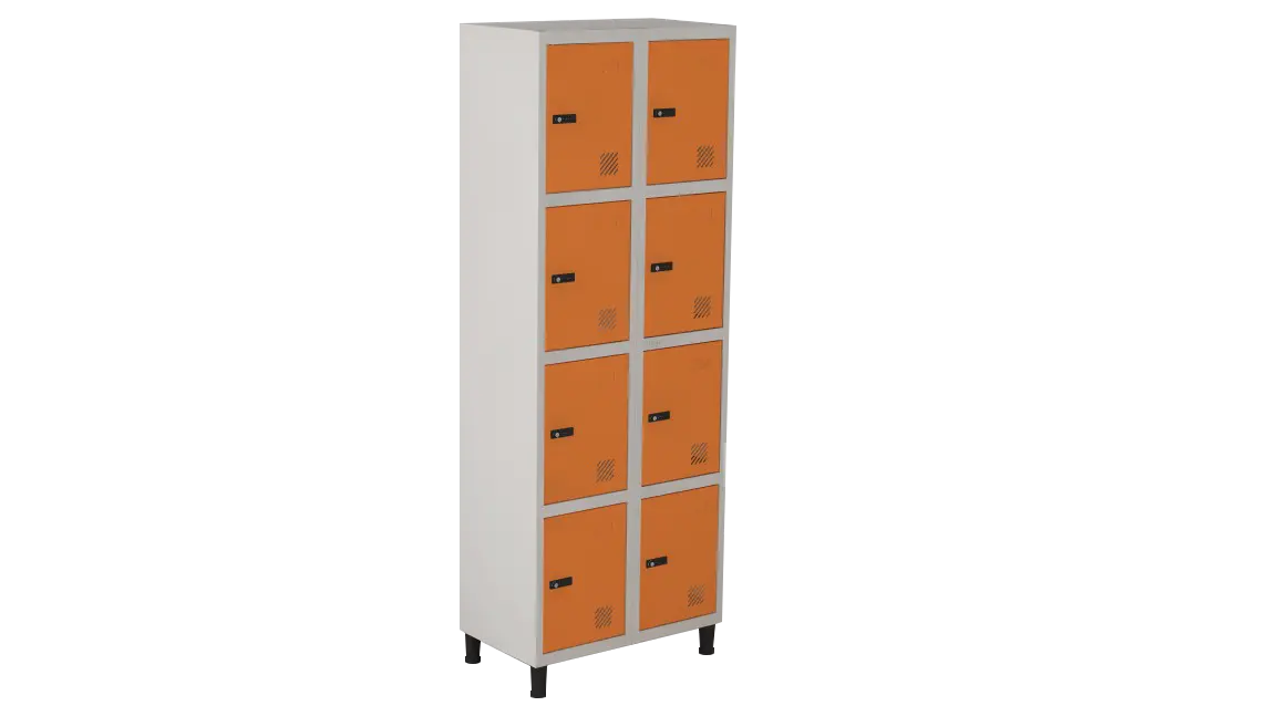 Armário Locker de Aço Euro Módulo com 4 Porta(s) 2 Módulo(s) 8 Porta(s) com Fechadura Segredo com Tranca Tripla