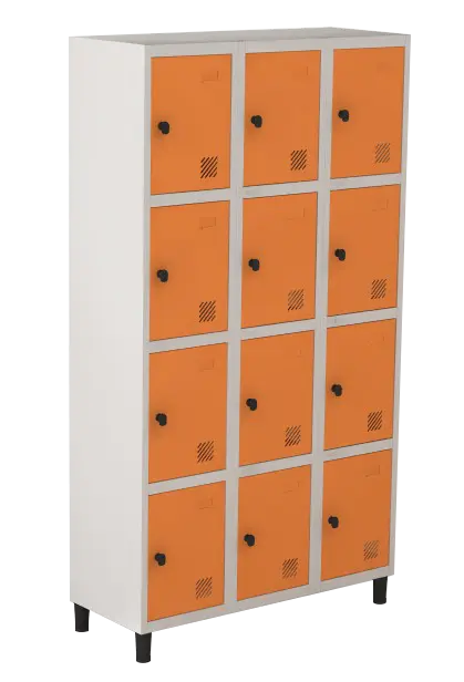 Armário Locker de Aço Euro Módulo com 4 Porta(s) 3 Módulo(s) 12 Porta(s) com Pitão com Tranca Tripla