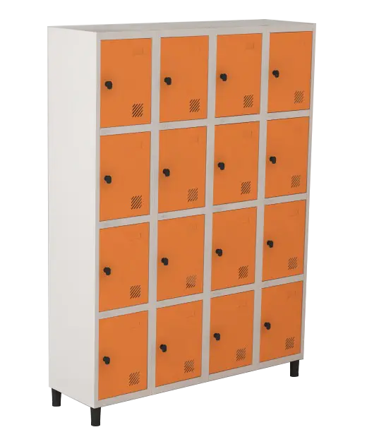 Armário Locker de Aço Euro Módulo com 4 Porta(s) 4 Módulo(s) 16 Porta(s) com Pitão com Tranca Tripla