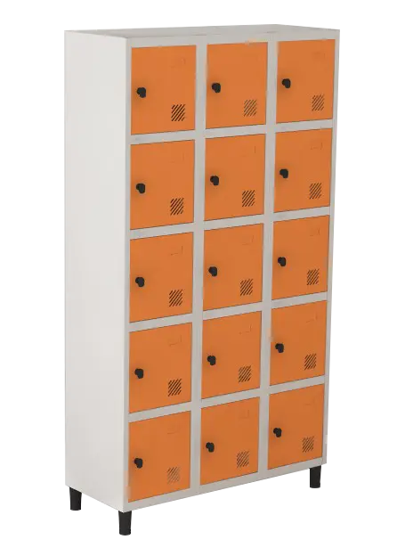 Armário Locker de Aço Euro Módulo com 5 Porta(s) 3 Módulo(s) 15 Porta(s) com Pitão com Tranca Tripla