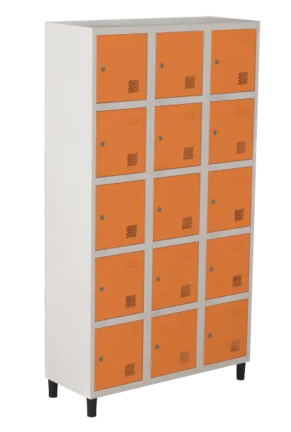 Armário Locker de Aço Euro Módulo com 5 Porta(s) 3 Módulo(s) 15 Porta(s) com Fechadura com Tranca Tripla