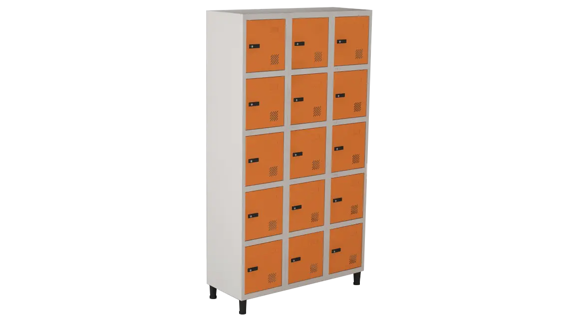 Armário Locker de Aço Euro Módulo com 5 Porta(s) 3 Módulo(s) 15 Porta(s) com Fechadura Segredo com Tranca Tripla