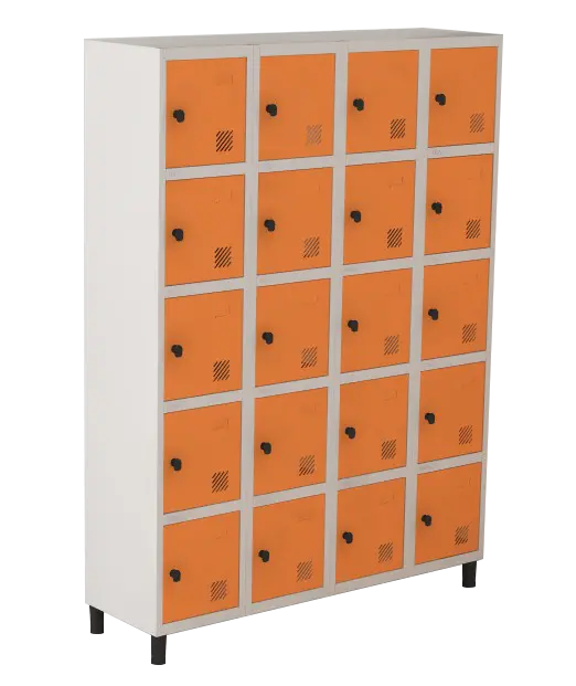 Armário Locker de Aço Euro Módulo com 5 Porta(s) 4 Módulo(s) 20 Porta(s) com Pitão com Tranca Tripla