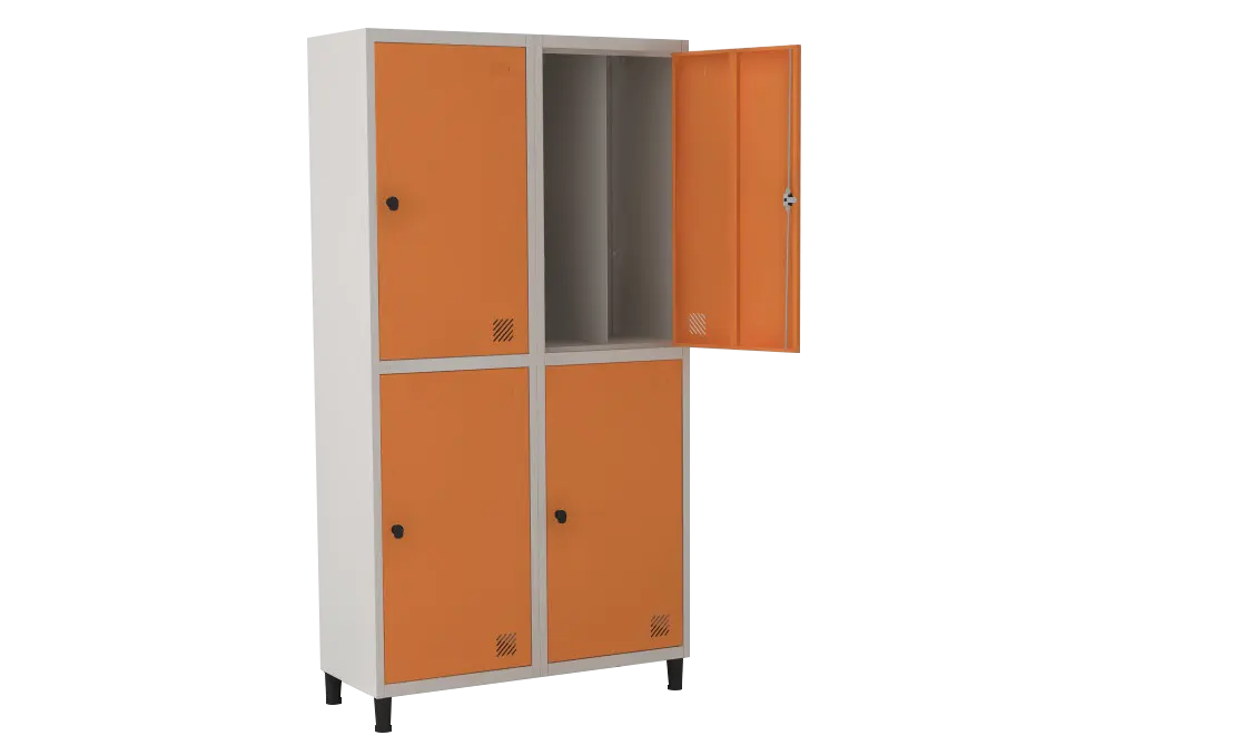 Armário Locker de Aço Euro Insalubre - Divisão T 2 Módulo(s) 4 Porta(s) com Pitão com Tranca Tripla