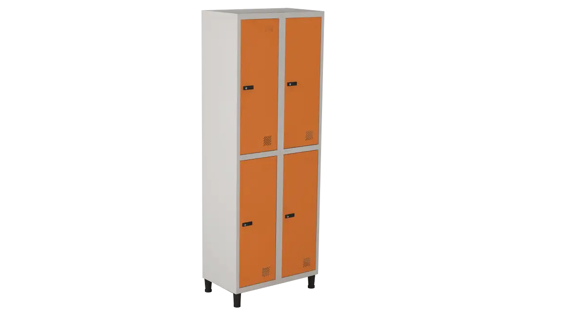 Armário Locker de Aço Euro Insalubre - Divisão Vertical 2 Módulo(s) 4 Porta(s) com Fechadura Segredo com Tranca Tripla