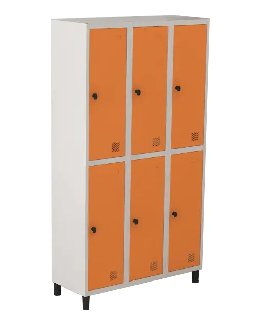 Armário Locker de Aço Euro Insalubre - Divisão Vertical 3 Módulo(s) 6 Porta(s) com Pitão com Tranca Tripla