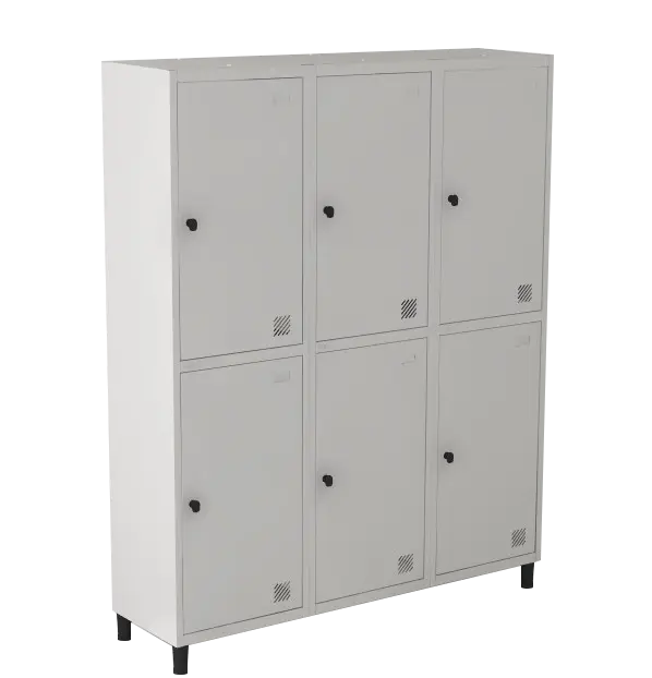 Armário Locker de Aço Euro Insalubre - Divisão Vertical 3 Módulo(s) 6 Porta(s) com Pitão com Tranca Tripla
