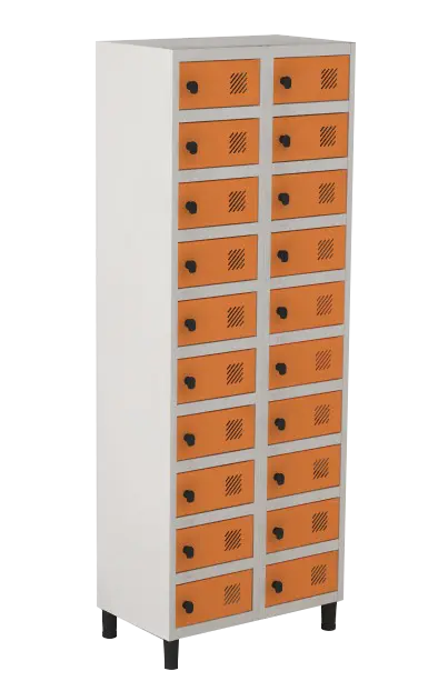 Armário Locker de Aço Euro Porta Objetos 2 Módulo(s) 20 Porta(s) com Pitão com Tranca Tripla