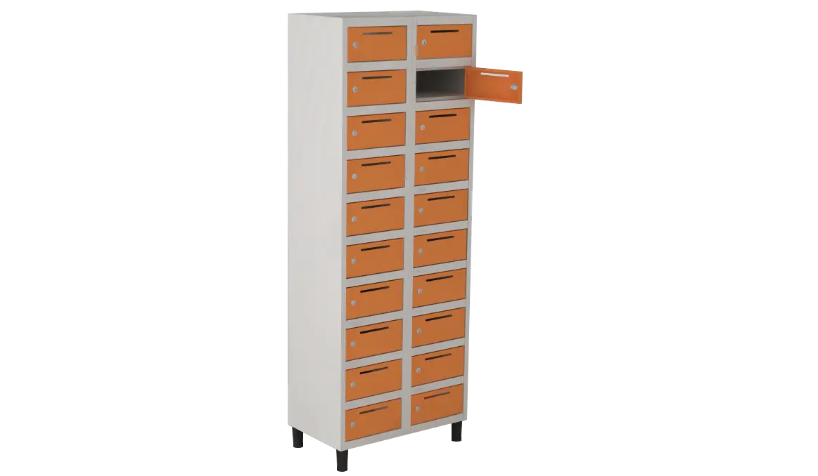 Armário Locker de Aço Euro Porta Objetos 2 Módulo(s) 20 Porta(s) com Fechadura com Tranca Tripla