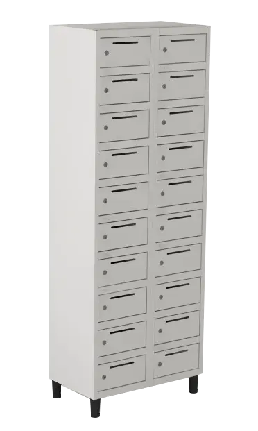Armário Locker de Aço Euro Porta Objetos 2 Módulo(s) 20 Porta(s) com Fechadura com Tranca Tripla