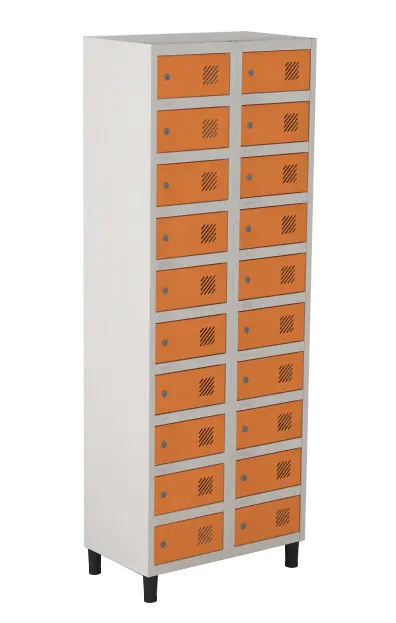 Armário Locker de Aço Euro Porta Objetos 2 Módulo(s) 20 Porta(s) com Fechadura com Tranca Tripla