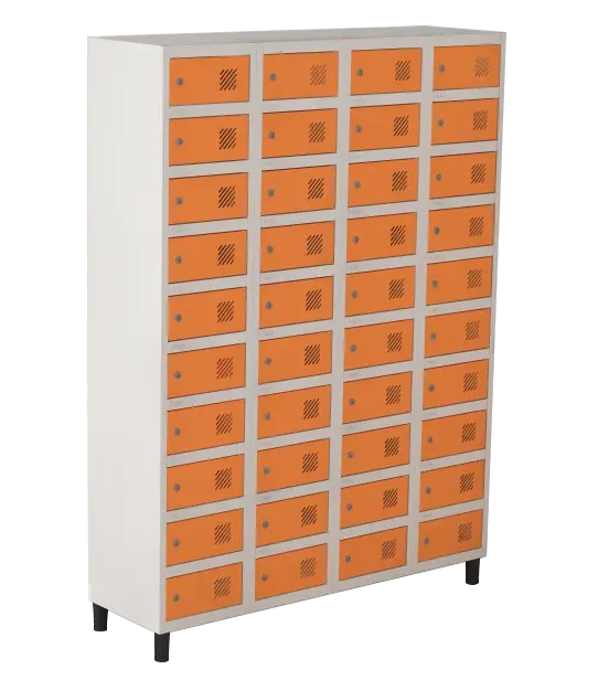 Armário Locker de Aço Euro Porta Objetos 4 Módulo(s) 40 Porta(s) com Fechadura com Tranca Tripla