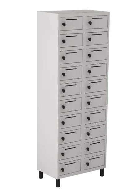 Armário Locker de Aço Euro Caixa Postal 2 Módulo(s) 20 Porta(s) com Pitão com Tranca Tripla