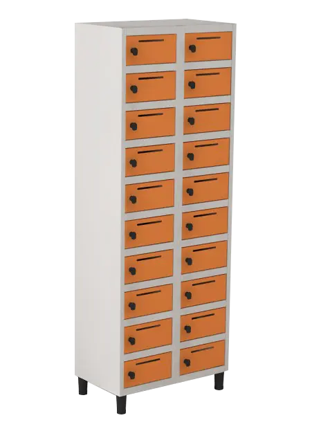 Armário Locker de Aço Euro Caixa Postal 2 Módulo(s) 20 Porta(s) com Pitão com Tranca Tripla