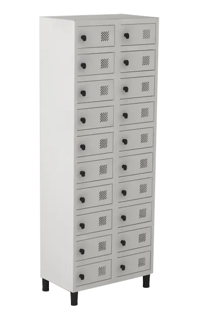 Armário Locker de Aço Euro Caixa Postal 2 Módulo(s) 20 Porta(s) com Pitão com Tranca Tripla