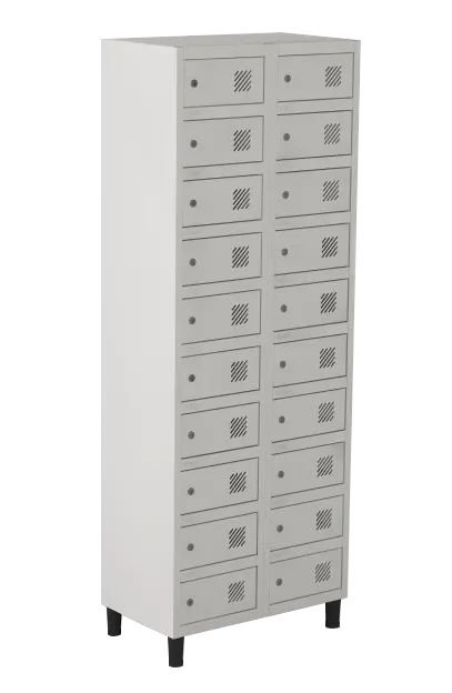 Armário Locker de Aço Euro Caixa Postal 2 Módulo(s) 20 Porta(s) com Fechadura com Tranca Tripla