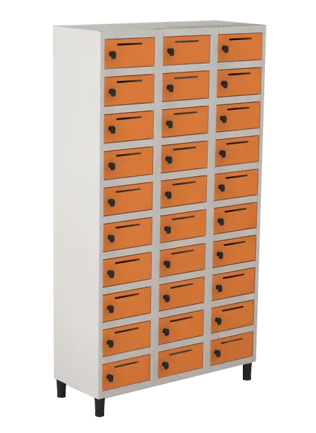 Armário Locker de Aço Euro Caixa Postal 3 Módulo(s) 30 Porta(s) com Pitão com Tranca Tripla