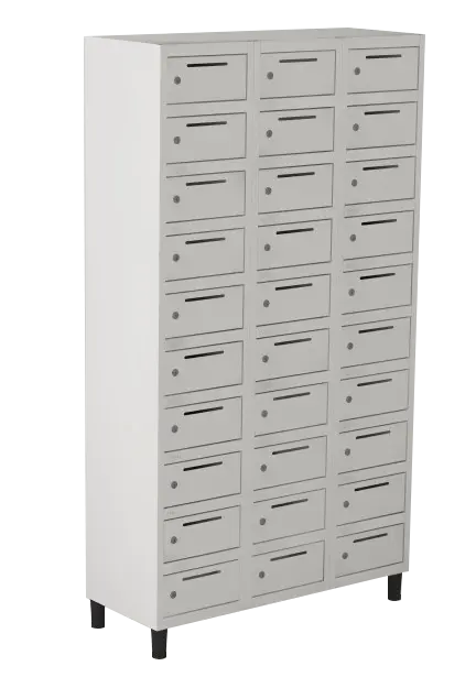 Armário Locker de Aço Euro Caixa Postal 3 Módulo(s) 30 Porta(s) com Fechadura com Tranca Tripla