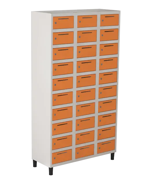 Armário Locker de Aço Euro Caixa Postal 3 Módulo(s) 30 Porta(s) com Fechadura com Tranca Tripla