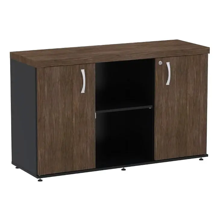 Armário baixo credenza PE40 Pandin com 2 portas Armário baixo credenza PE40 Pandin com duas portas em Imbuia Terra e preto