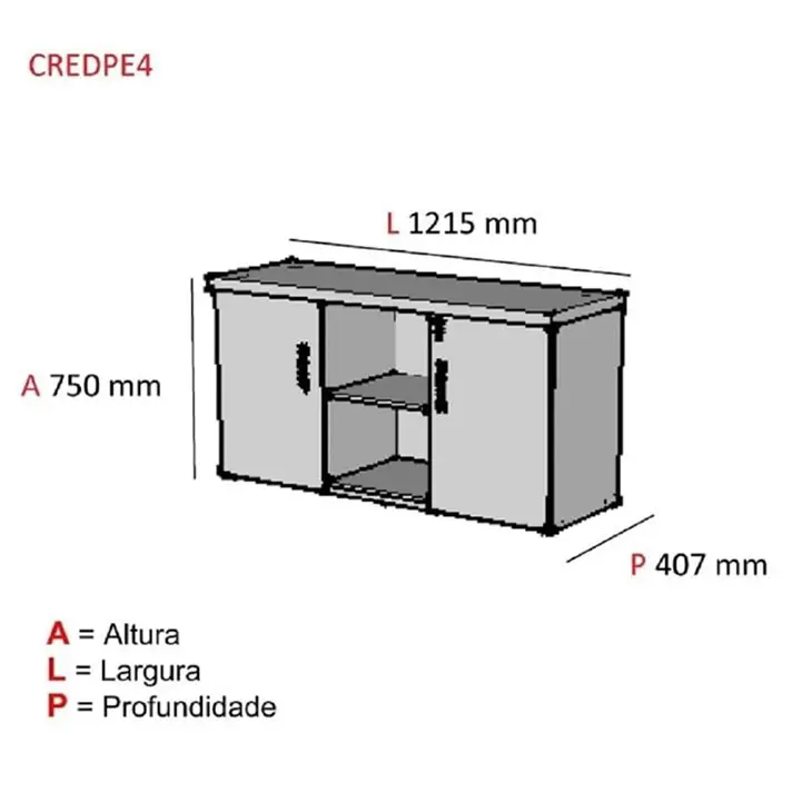 Armário baixo credenza PE40 Pandin em Imbuia Terra e preto - imagem complementar