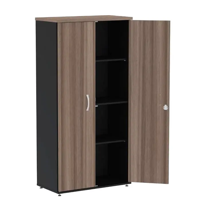 Armário Alto para Escritório 2 Portas com Chave PE25 Armário alto para escritório 2 portas com chave PE25 na cor Preto/Walnut