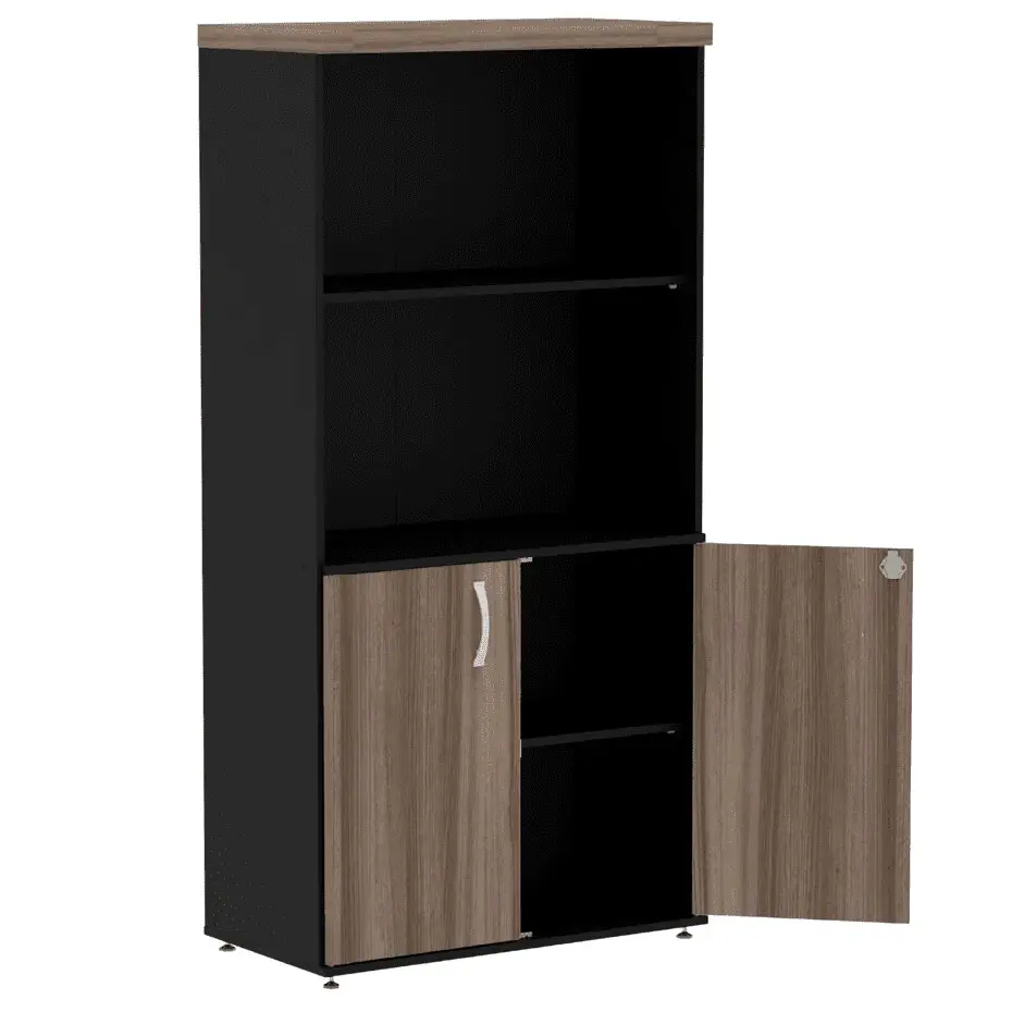 Armário alto para escritório PE40 Walnut com 2 portas Armário alto para escritório PE40 Walnut com 2 portas